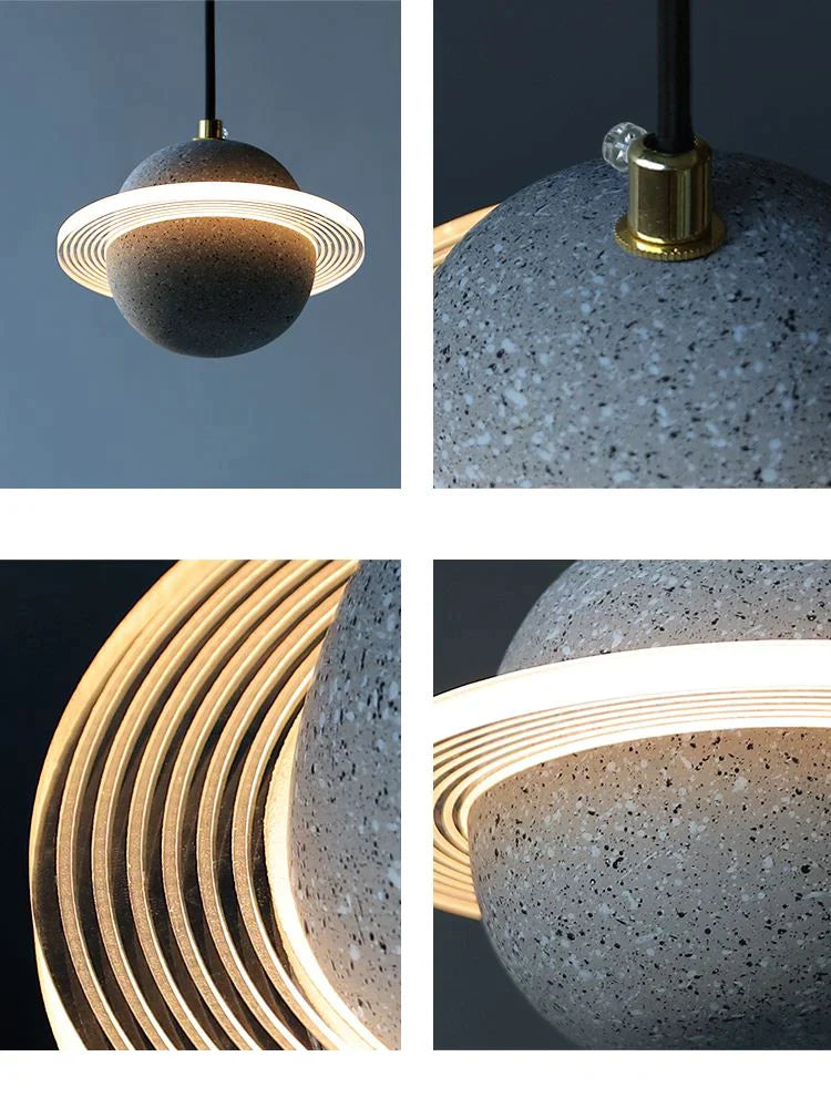 Afralia™ Cement Planet Pendant Light for Bar and Bedside, Creative Personality Single Head Lamp