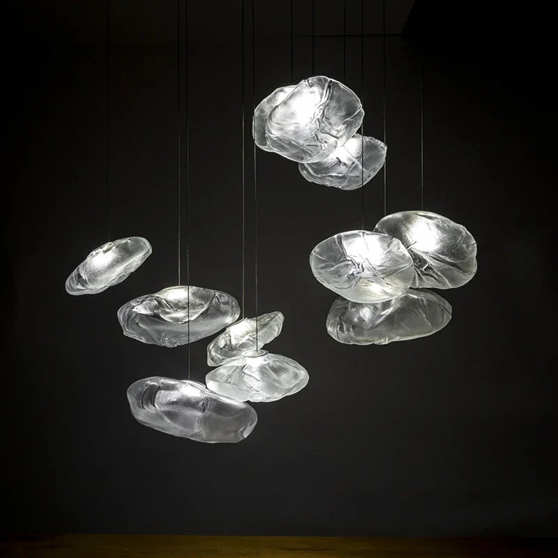 Afralia™ Scandinavian Glass Chandelier for Bar Decoration, Hand-Blown Designer Pendant Light