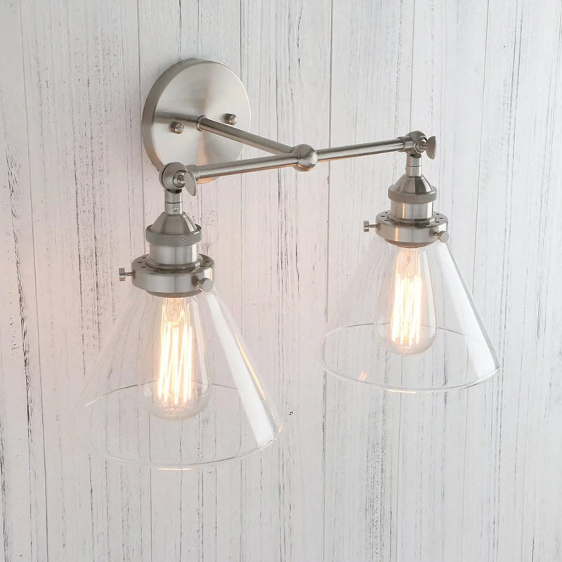 Afralia™ Funnel Glass Metal Wall Light Double Heads Sconce Lamp Fixtures