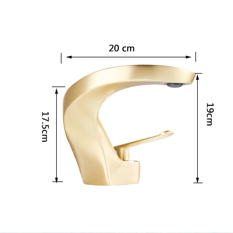 Afralia™ Brushed Gold Basin Faucet: Modern Brass Deck Mount Bathroom Mixer Tap