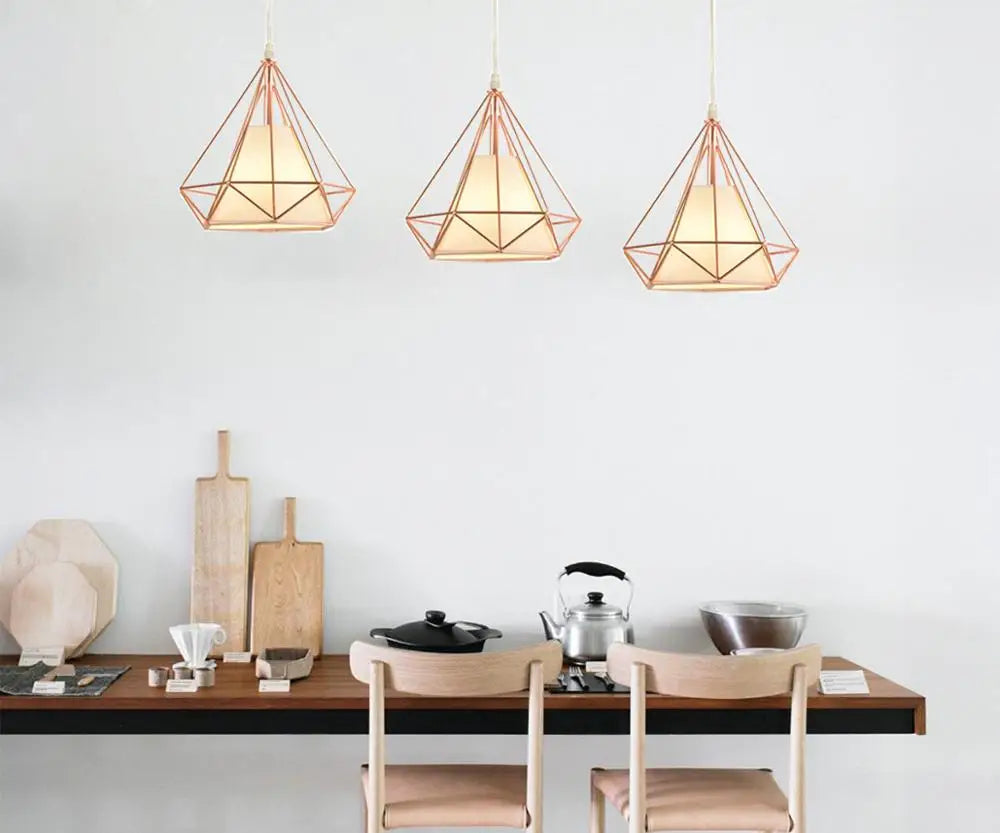Afralia™ Rose Gold Industrial Iron Pendant Lights for Home Living Room Kitchen.