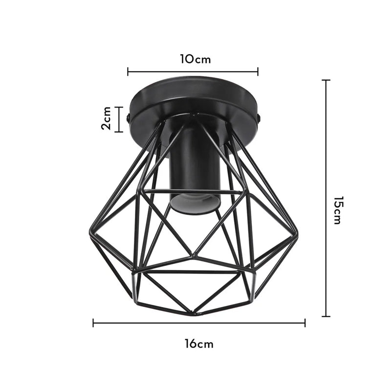 Afralia™ Iron Frame Cage Ceiling Light Fixture Modern Retro Cafe Loft Aisle Lampshade