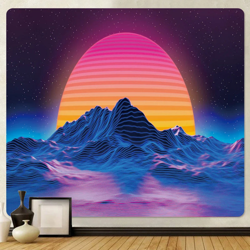 Afralia™ Sunrise Psychedelic Wall Tapestry Hippie Bohemian Home Decor Bed Sheet