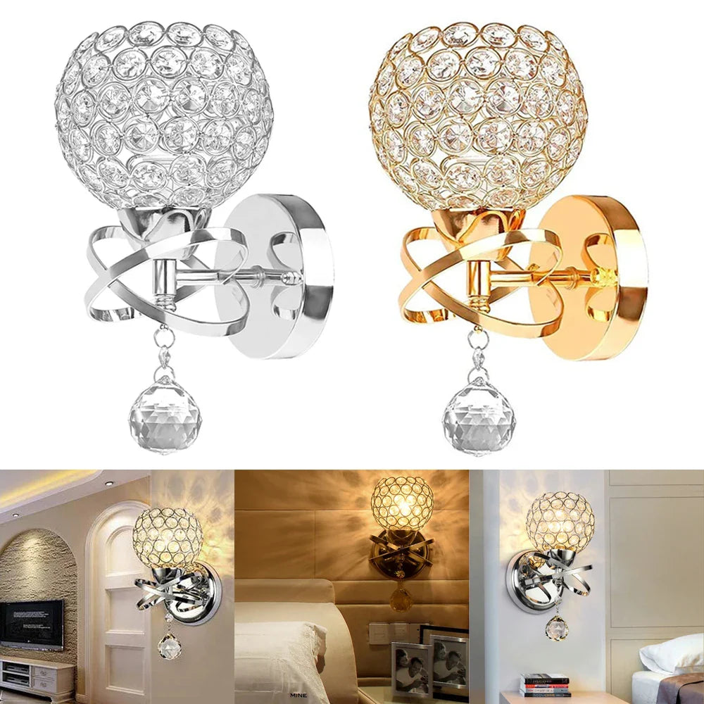 Afralia™ Crystal Wall Lamp Sconce E14 Retro Industrial Light Fixture for Home Living Room