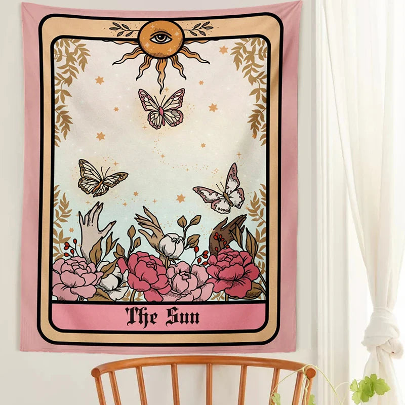 Afralia™ Sun Tarot Tapestry Wall Hanging: Boho Witchcraft Decor for Home, Dorm, Girls.