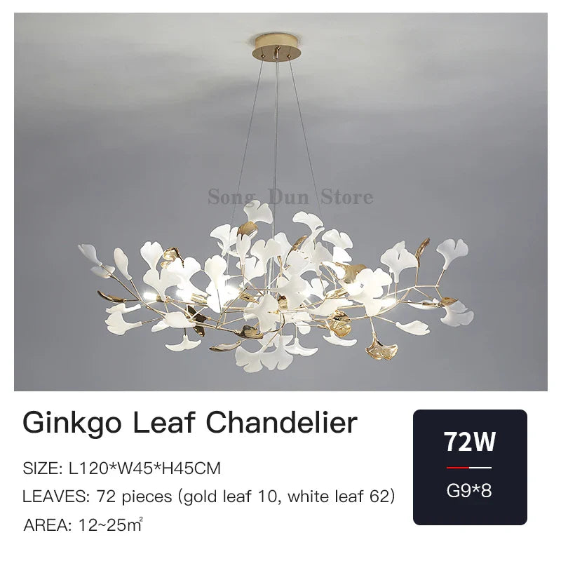 Afralia™ Ginkgo Leaf Decor Chandelier - Nordic Fine Flower Art Light for Living Room