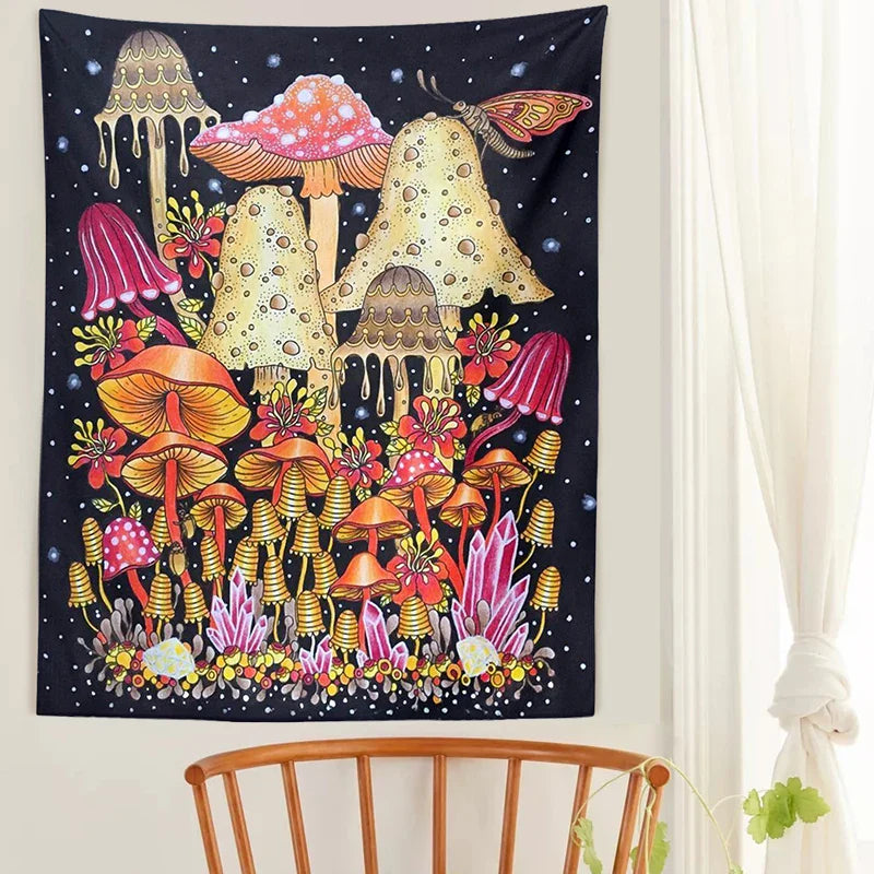 Afralia™ Psychedelic Mushroom Botanical Boho Wall Hanging Tapestries