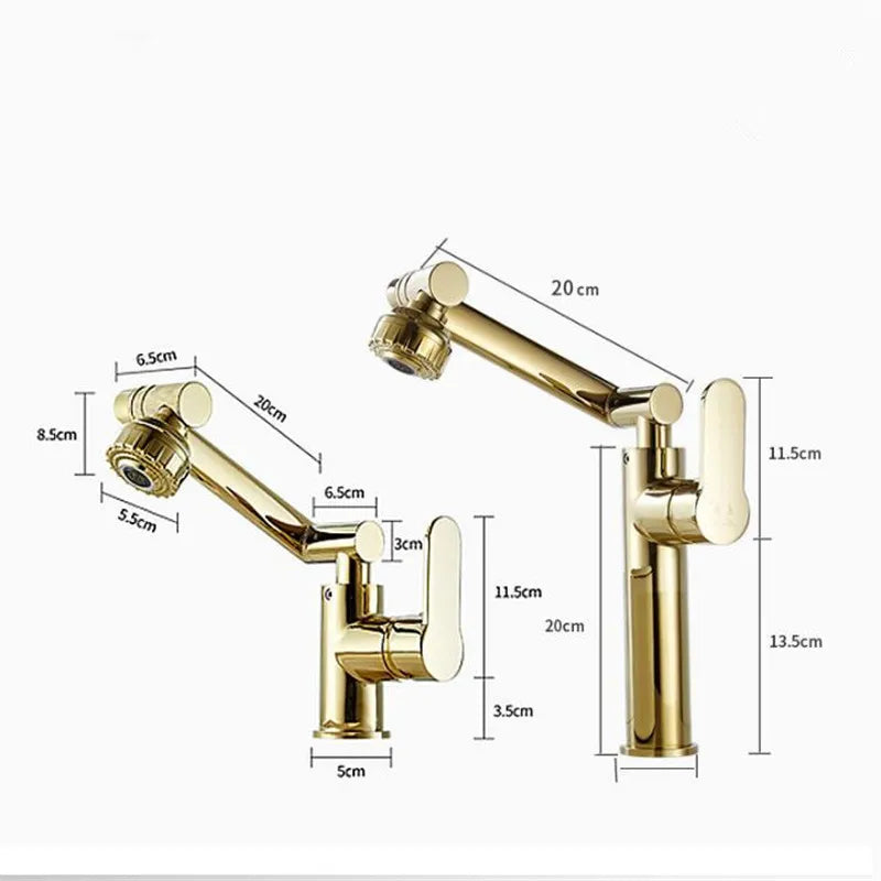 Afralia™ Gold and Black Bathroom Faucet with Hot Cold Water Mixer - Deck Mounted