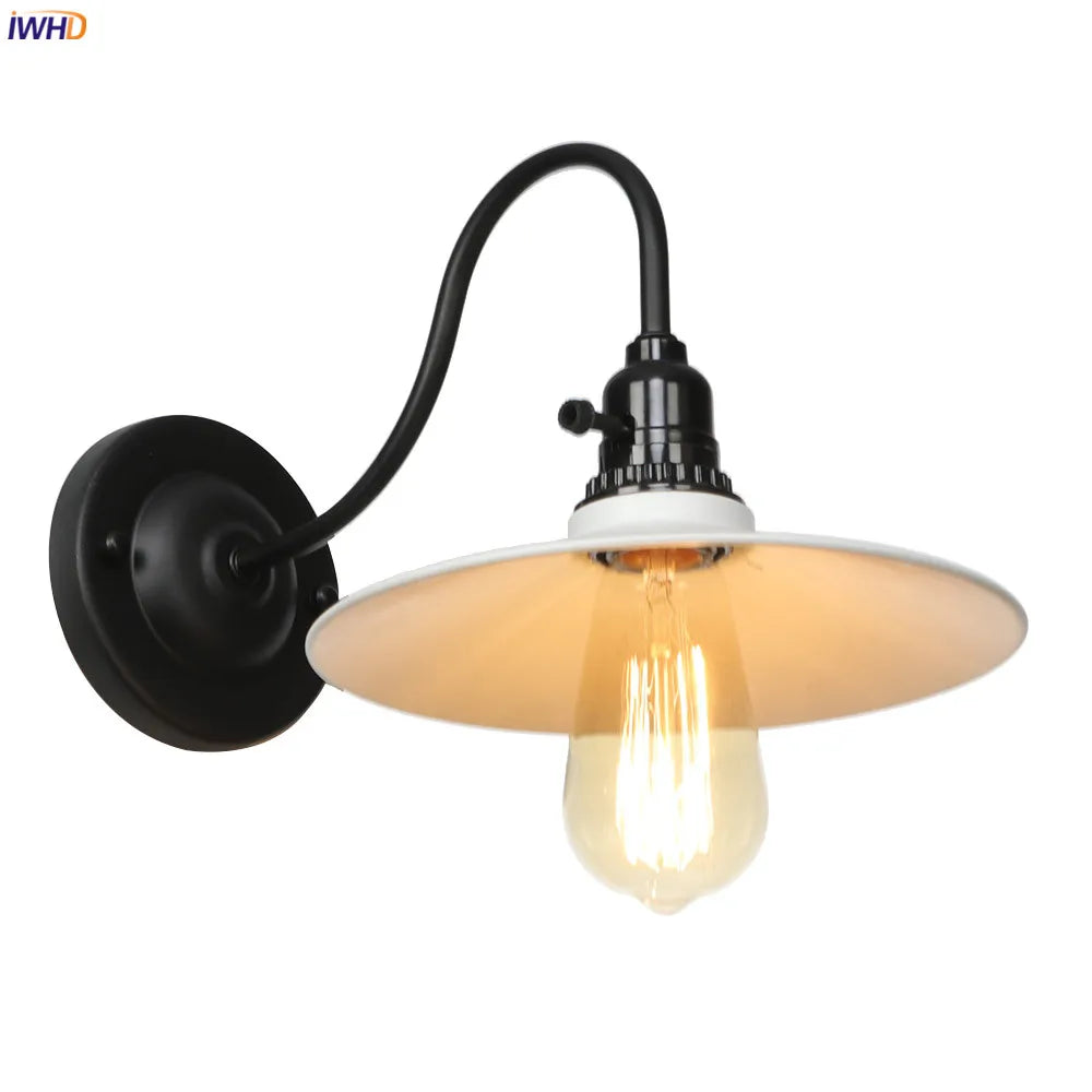 Afralia™ Vintage Industrial Wall Lamp Sconce LED - White Antique Loft Stair Bedroom