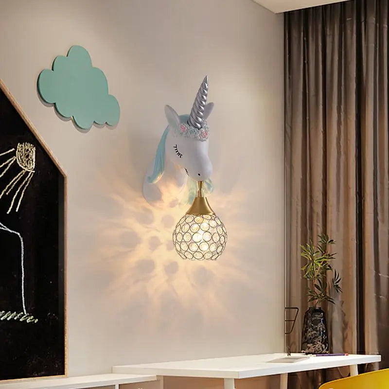 Afralia™ Unicorn LED Wall Hanging Light for Princess Girl Bedroom