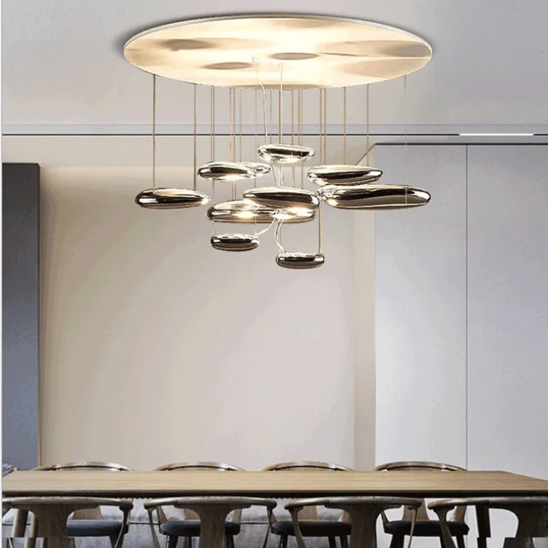 Afralia™ Mercury Collection LED Glass Pendant Lamp - Silver Luxury Designer Lighting