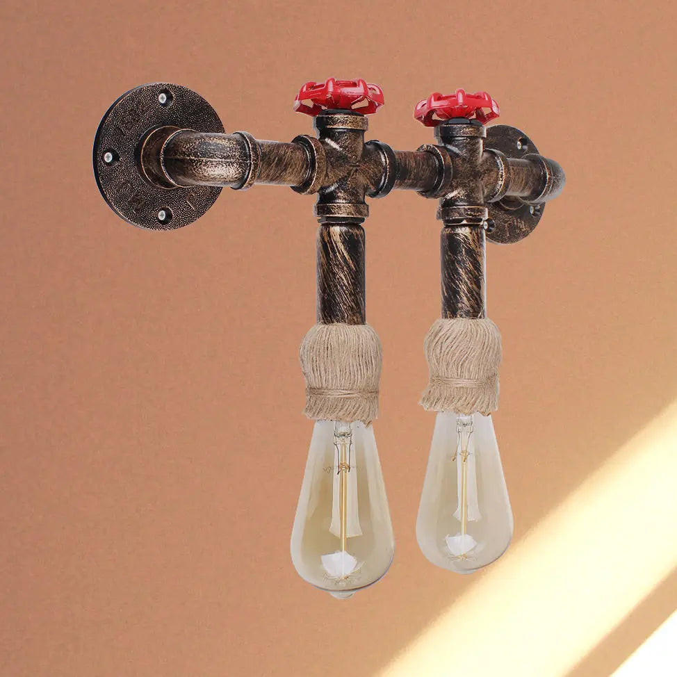 Afralia™ Water Pipe Wall Light Retro Iron Multi Lights E27 Vintage Industrial Loft