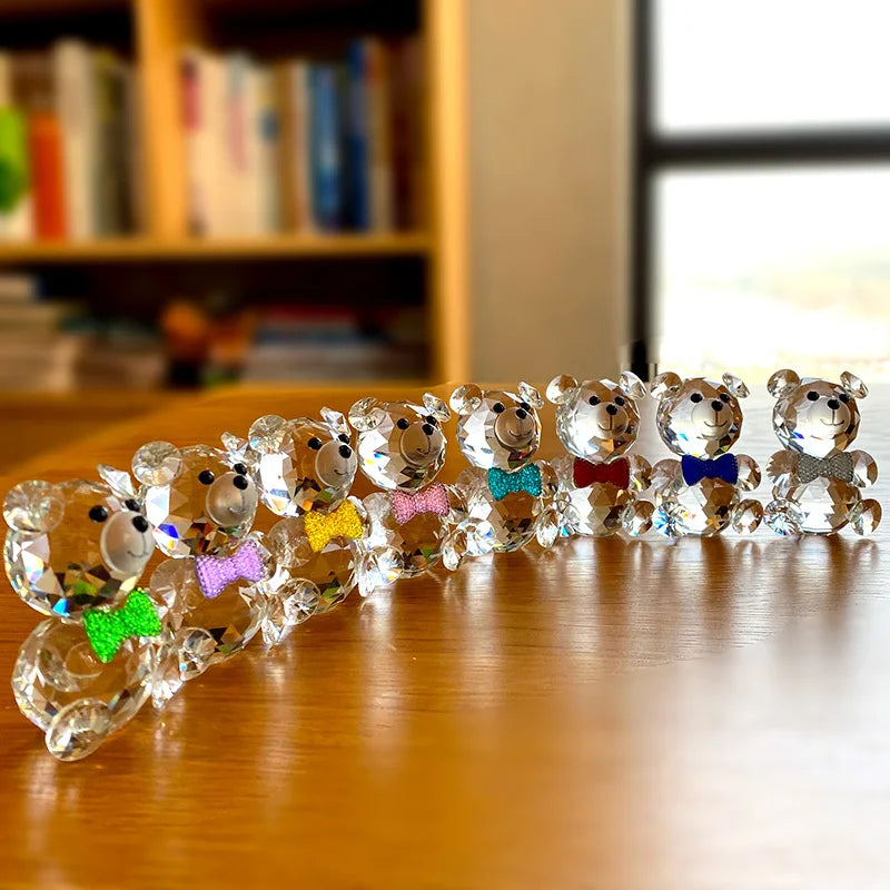 Afralia™ Clear Crystal Teddy Bear Figurines - Glass Animal Paperweight & Home Decor
