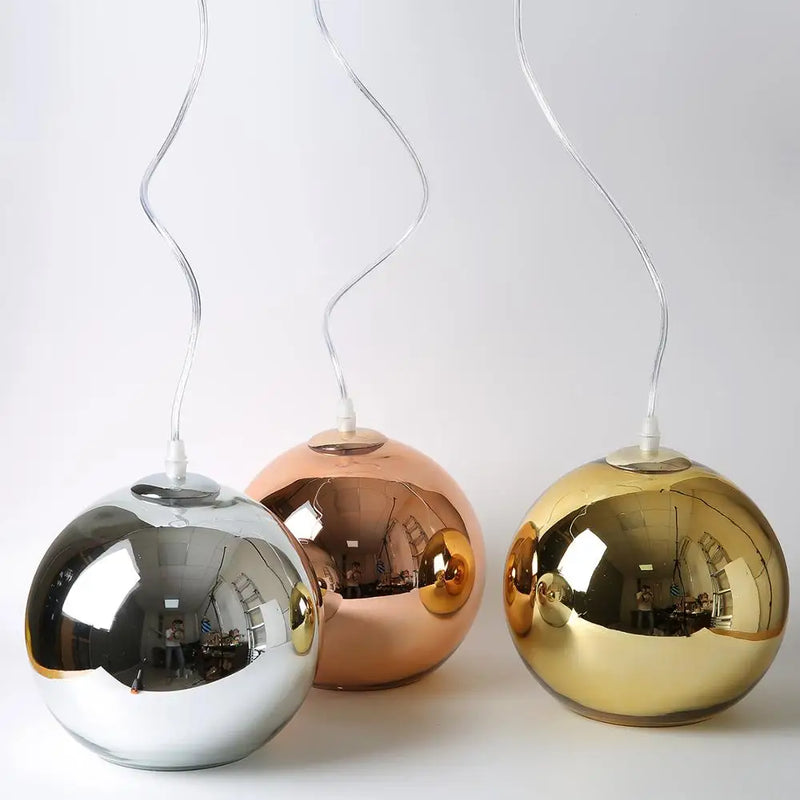 Afralia™ Golden Ball Glass Pendant Light LED Kitchen Living Room Cafe Hanglamp