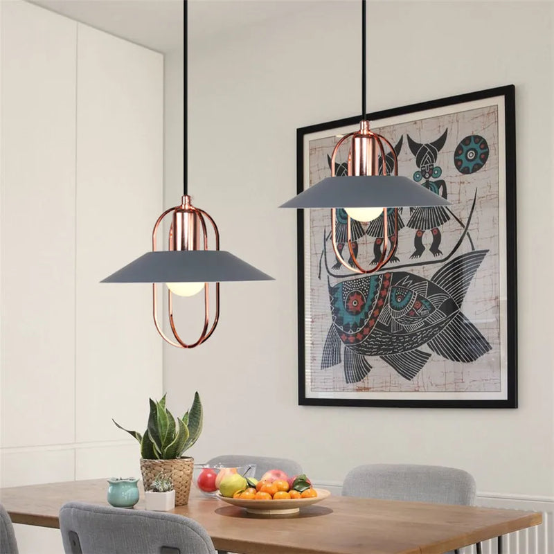 Afralia™ Industrial Gray Pendant Light with LED for Living Room, Foyer - Modern Luminaire