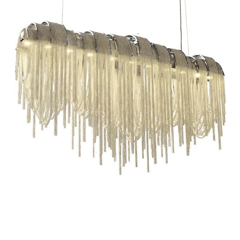 Afralia™ Luxury Tassel LED Chandelier - Elegant Aluminum Chain Pendant Light