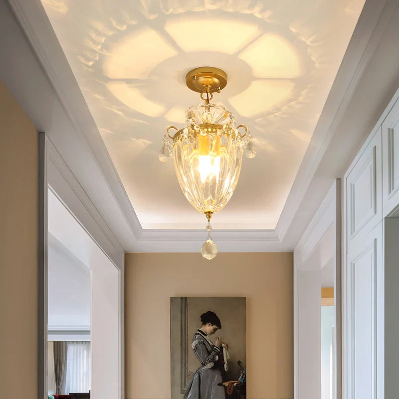 Afralia™ Gold Crystal Round Ceiling Chandelier for Living Room LED Light Fixtures