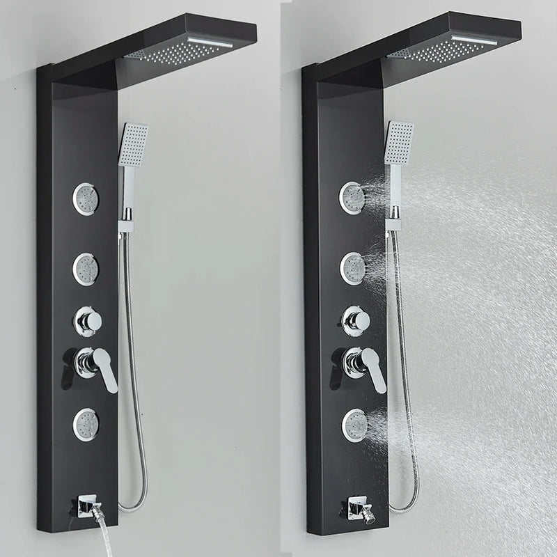 Afralia™ Waterfall Rainfall Massage Jets Shower Mixer Panel Head for Bath and Bathroom.