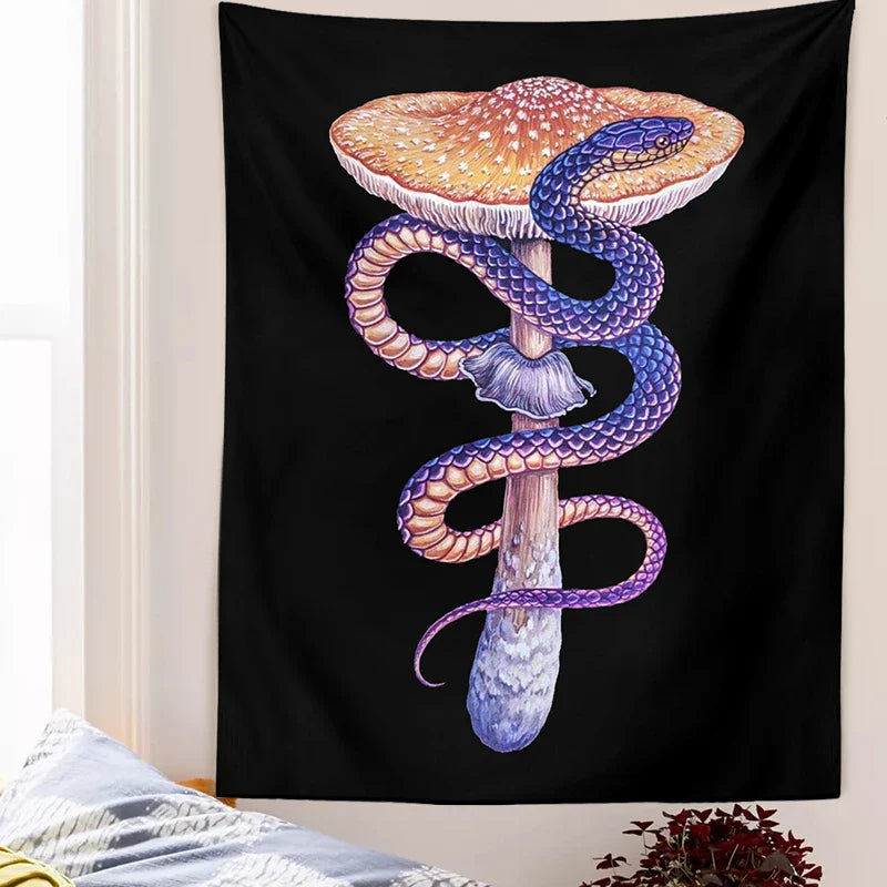 Afralia™ Mushroom Snake Chart Tapestry: Colorful Aesthetic Wall Hanging for Home Decor