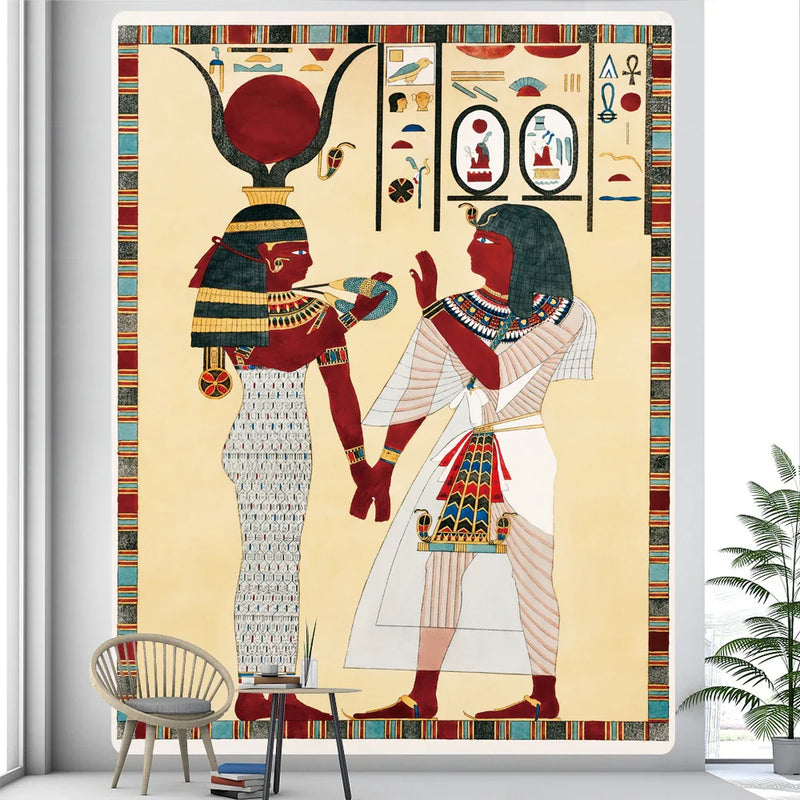 Afralia™ Egyptian Mural Tapestry Bohemian Home Decor Yoga Mat Sofa Blanket