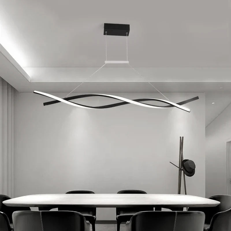 Afralia™ Modern Aluminum Pendant Chandelier in Black/Gold/White for Office Dining Room Decor