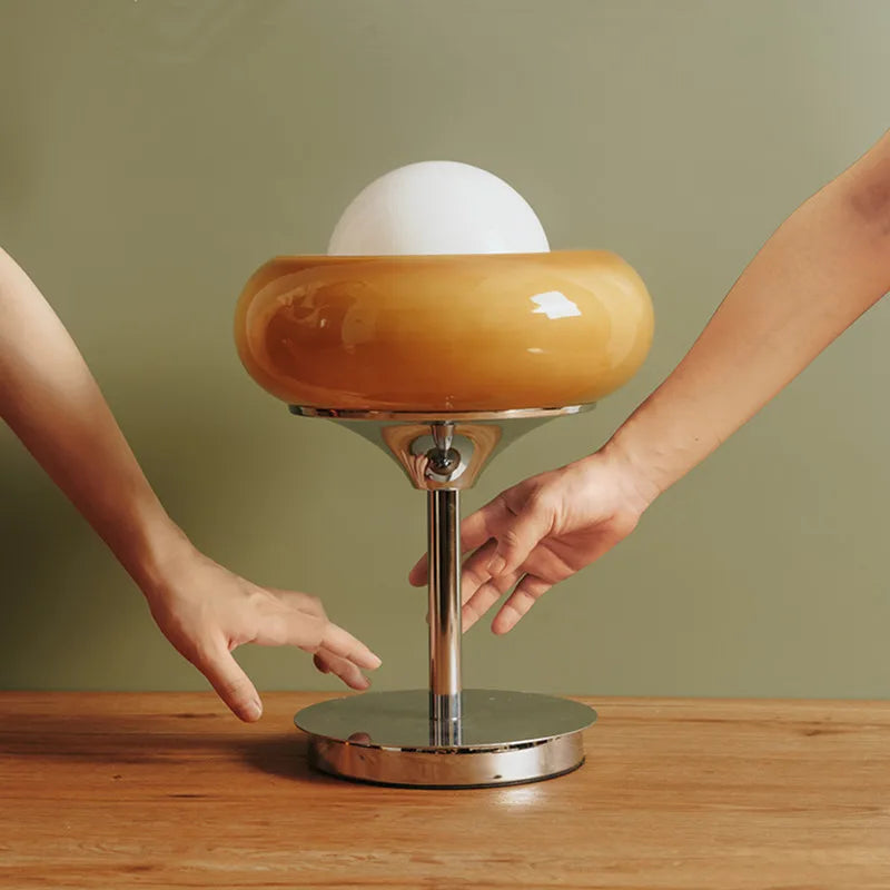 Afralia™ Glass Egg Tart Desk Lamp for Living Room Bedroom Office
