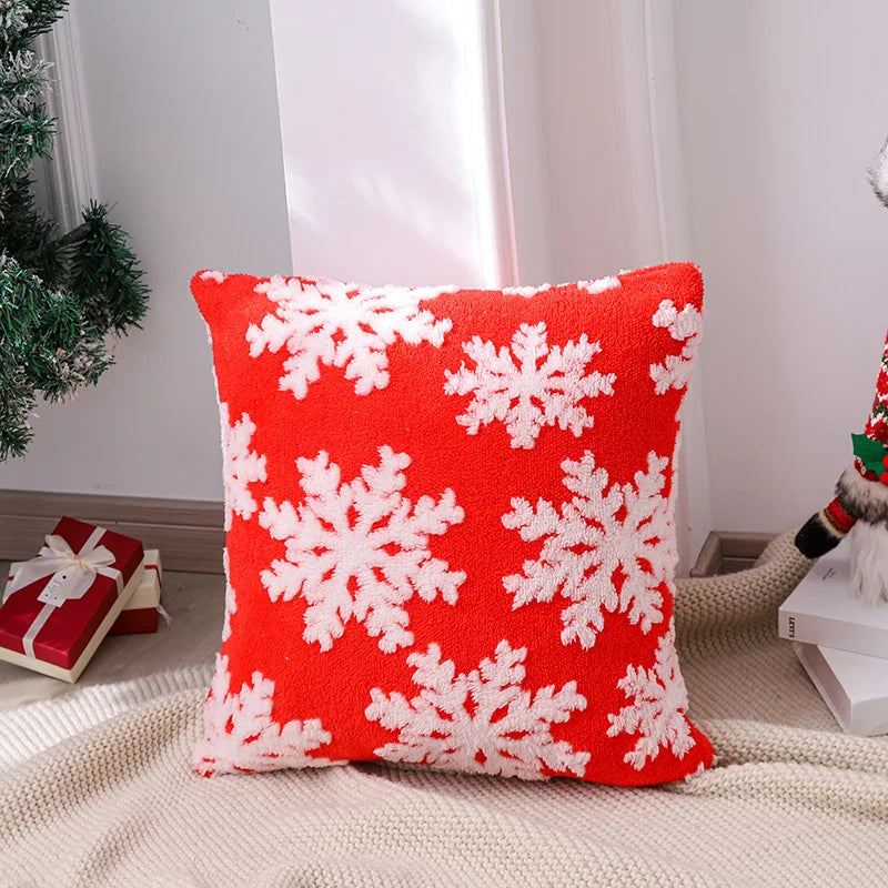 Afralia™ Snowflake Embroidery Pillow Covers | 45x45 Red Cushion Cover | Home Sofa Decor