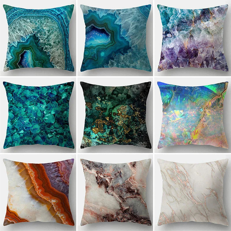 Marble Geometric Pillow Case Rock Texture Cushion Cover for Home Decoration by Afralia™