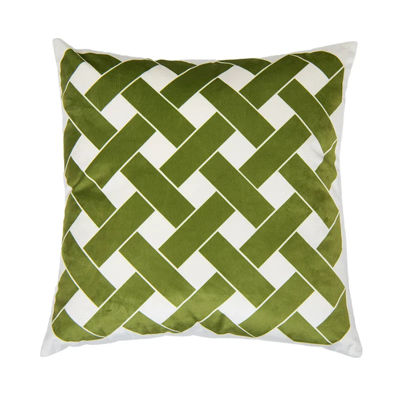 Afralia™ Intersecting Geometric Velvet Printed Cushion Cover - Modern Nordic Sofa Decor 50x50cm