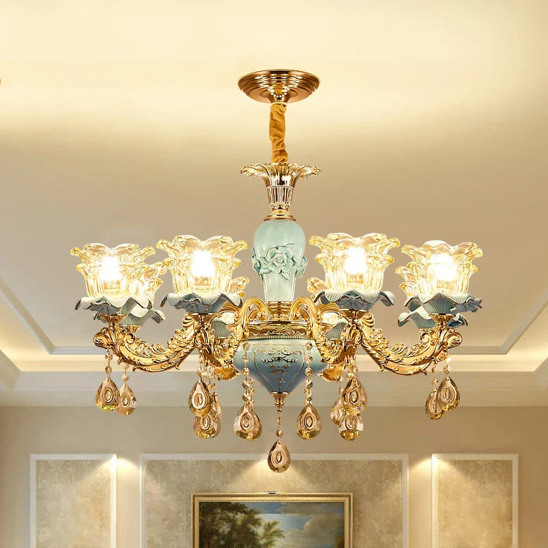 Afralia™ Retro Ceramic Chandelier for Living Room Bedroom Villa Duplex Floor
