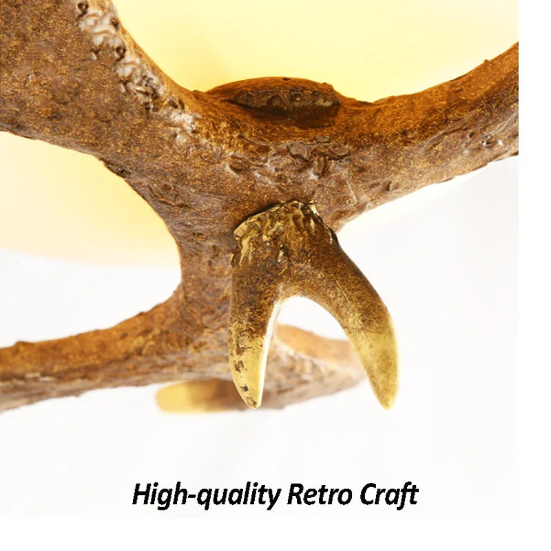 Afralia™ Antler Resin Glass Ceiling Light American Country Retro Style Home Decor