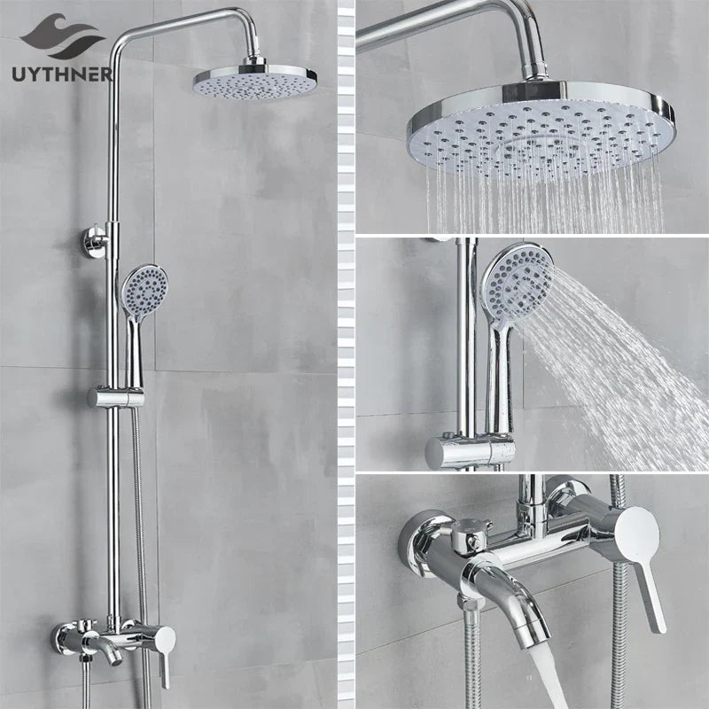 Afralia™ Shower Set with 8" Rainfall Head, Bath Mixer Tap & Hand Spray