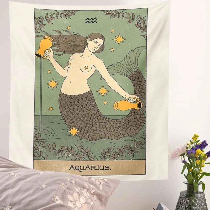 Afralia™ Constellation Tarot Tapestry: Vintage Wall Hanging & Boho Beach Mat