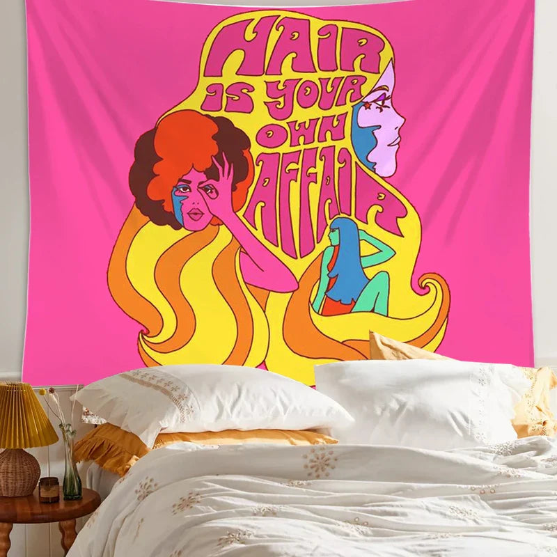 Afralia™ Psychedelic Hippie Wall Tapestry 80s Colorful Decor for Girls Dorm Room