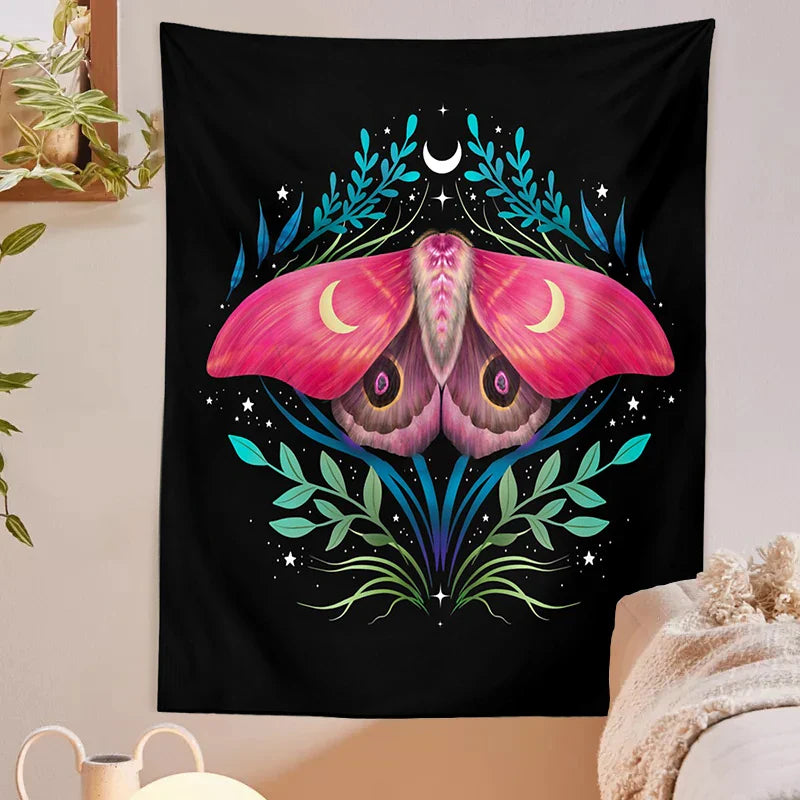 Starry Moon & Flower Botanical Tapestry by Afralia™ for Home Wall Decor