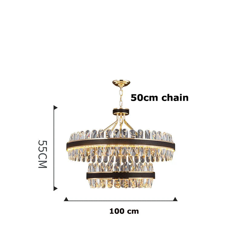 Afralia™ Gold Stainless Steel Crystal Chandelier for Dinning Room