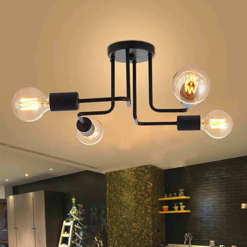 Afralia™ Black Iron Ceiling Light for Living Room, Bedroom, Dining Room, and Kitchen