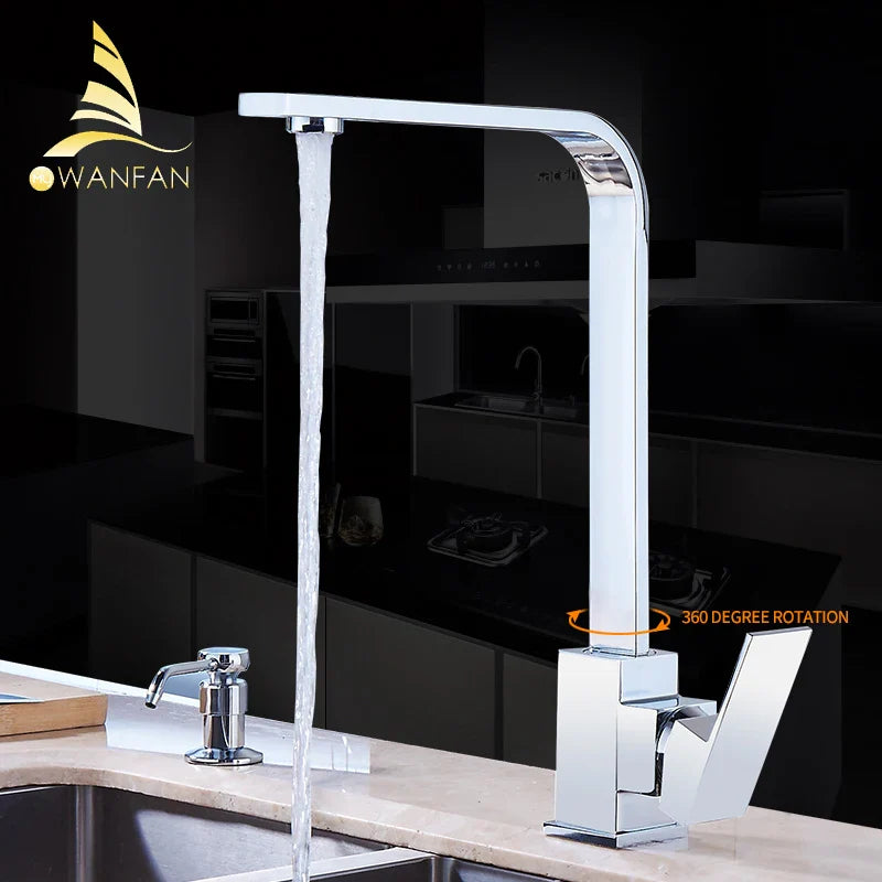 Afralia™ Brass Kitchen Sink Faucet 360 Swivel Mixer in Black - Single Handle