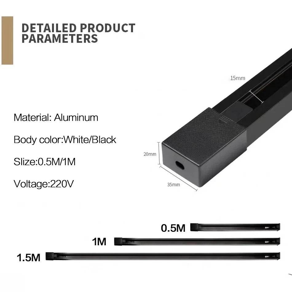 Afralia™ 1m Black White Aluminum 2-Wire Connector Track Rail Spotlight Fitting
