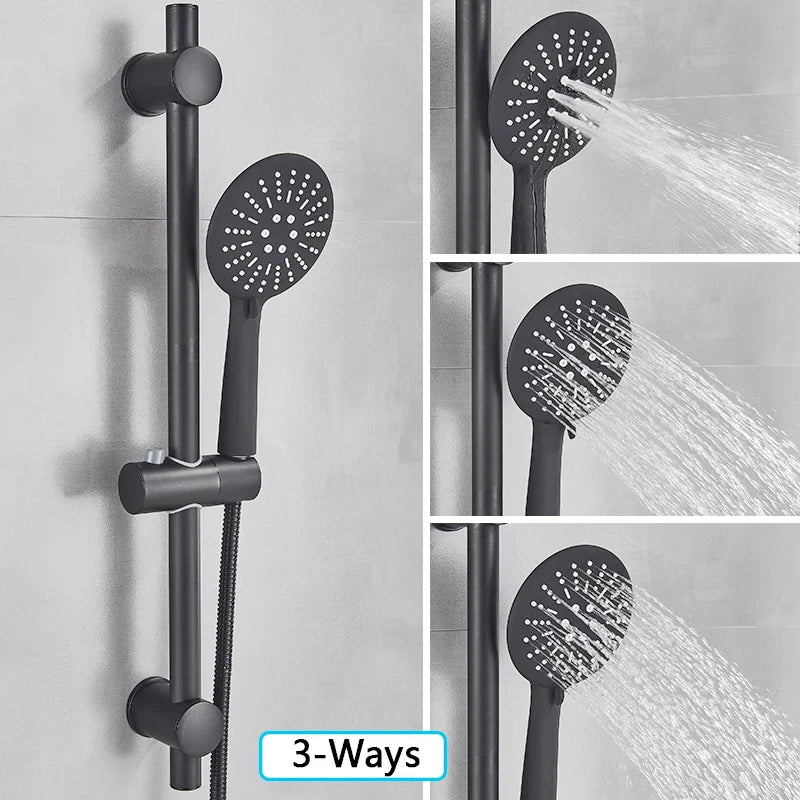 Afralia™ Matte Black Thermostatic Shower Faucet with Handheld Shower - Wall Mounted