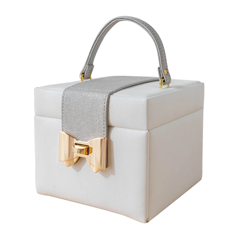 Afralia™ White PU Three-Layer Jewelry Box for Women: Watch, Bangles, Necklaces, Rings, Display Organizer