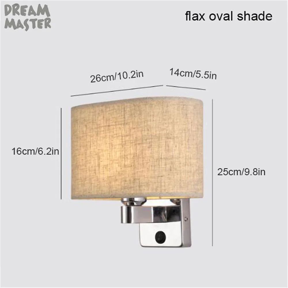 Afralia™ Vintage Industrial Bedside Wall Sconce with Oval Fabric Shade