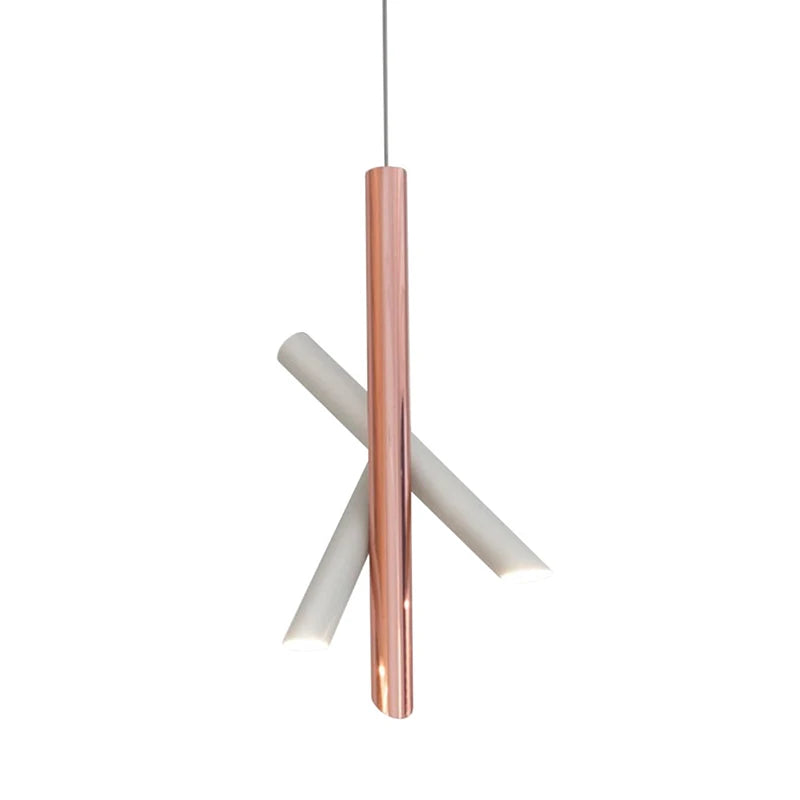 Afralia™ Tubes Pendant Light: Modern Designer Rose Gold Lamp for Study Office Restaurant