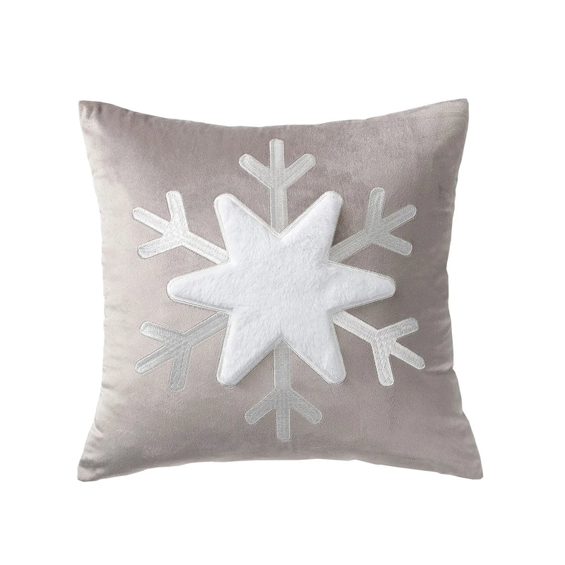 Afralia™ Snowflake Velvet Embroidery Pillow Cover 45x45cm - Red Pink Grey Square