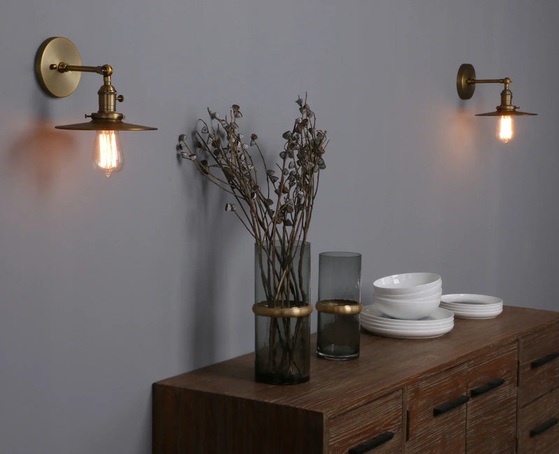 Afralia™ Permo 1-Light Industrial Wall Sconce in Antique Finish with Crafted Canopy