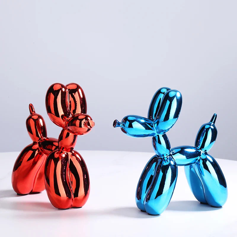 Afralia™ Shiny Balloon Dog Resin Sculpture for Home Decor and Lucky Gifts