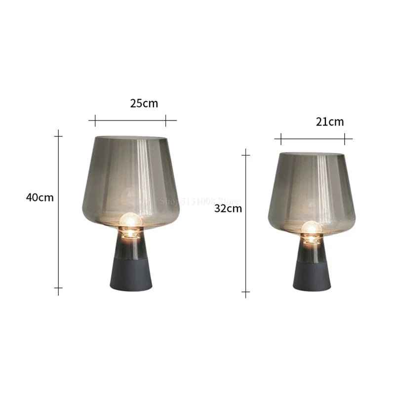 Afralia™ Glass Cement Base LED Table Lamp for Living Room Bedroom Desk Light