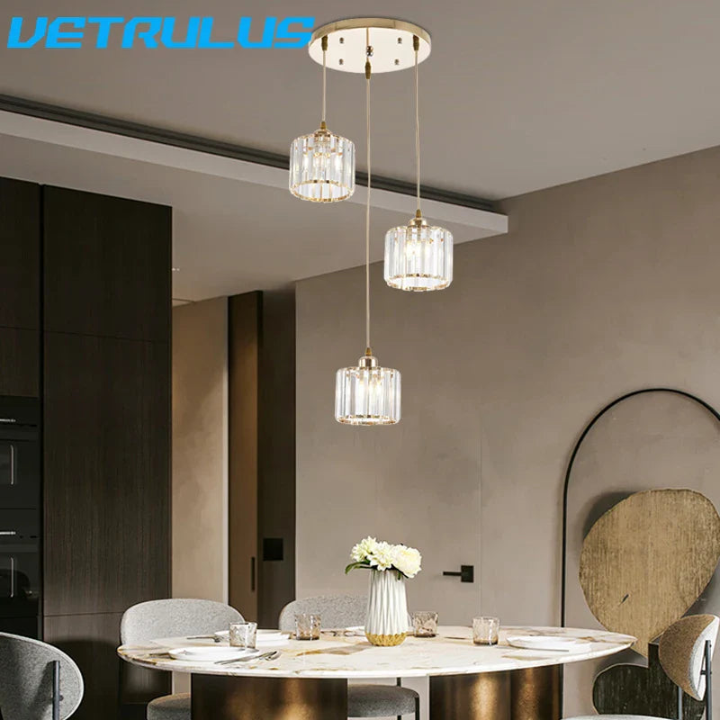 Afralia™ Crystal LED Pendant Chandelier for Dining Living Room Decor