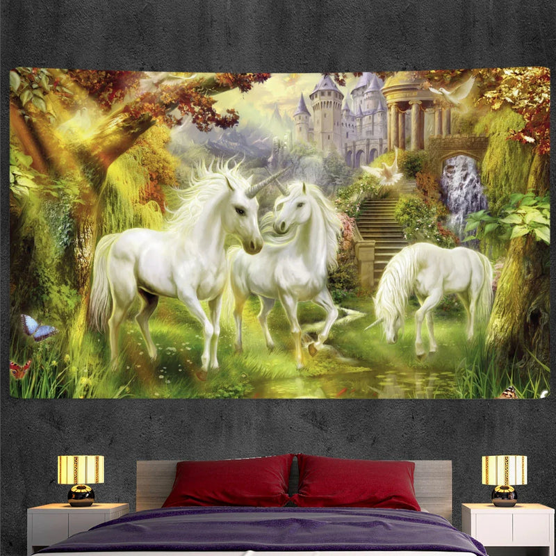 Afralia™ Unicorn Tapestry Wall Hanging Psychedelic Bohemian Decorative Mattress