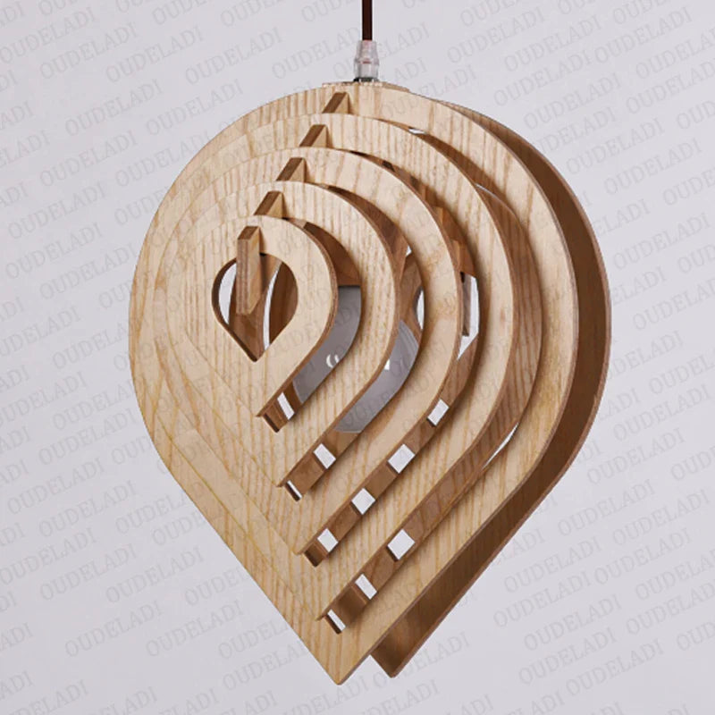 Afralia™ Wood Pendant Light: Nordic Water Drop Design for Modern Dining Room Lighting